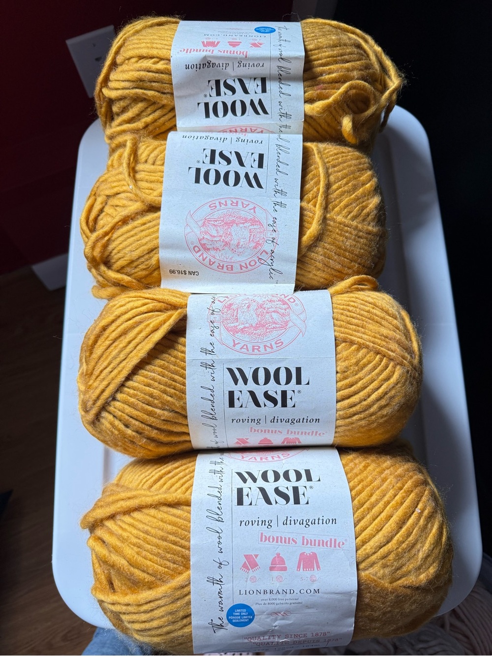 Lion Brand Wool Ease Yarn - Mustard Yellow